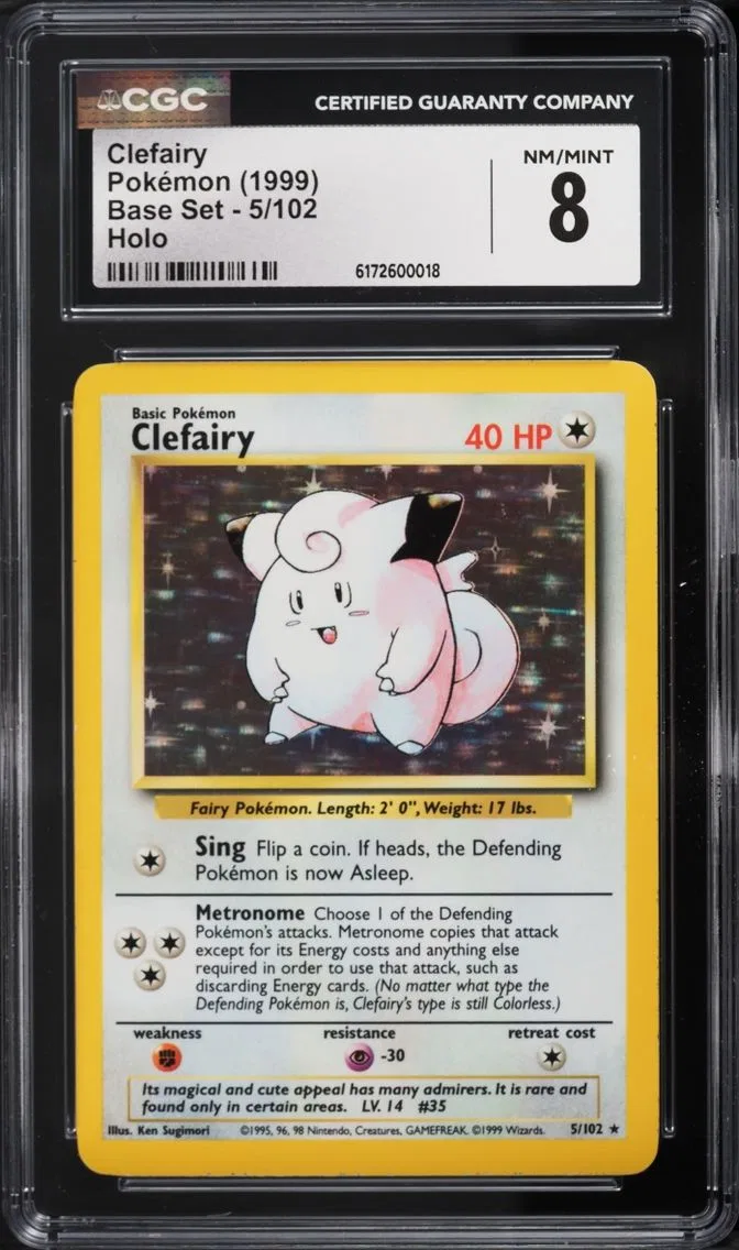 1999 Pokemon Base Set Holo Clefairy #5 CGC 8 NM-MT