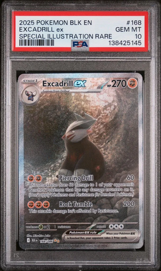 2025 #168 Excadrill EX PSA 10 Blk EN-Black Bolt Pokemon
