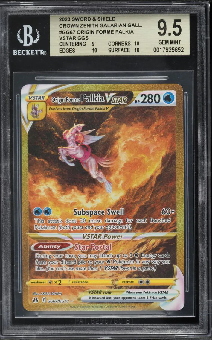 2023 #GG67 Full Art/Origin Forme Palkia Vstar BGS 9.5 Sword and Shield Crown Zenith Pokemon