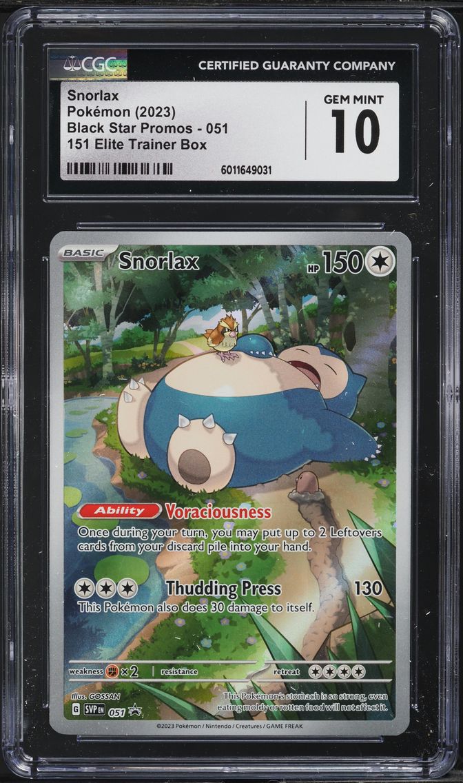 2023 #51 SV 151 BLACK STAR PROMO ETB SNORLAX CGC 10 POKEMON