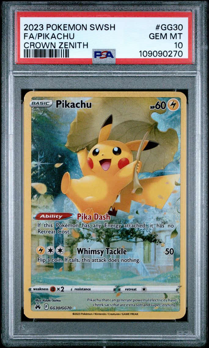 2023 #GG30 Full Art/Pikachu PSA 10 Sword and Shield Crown Zenith