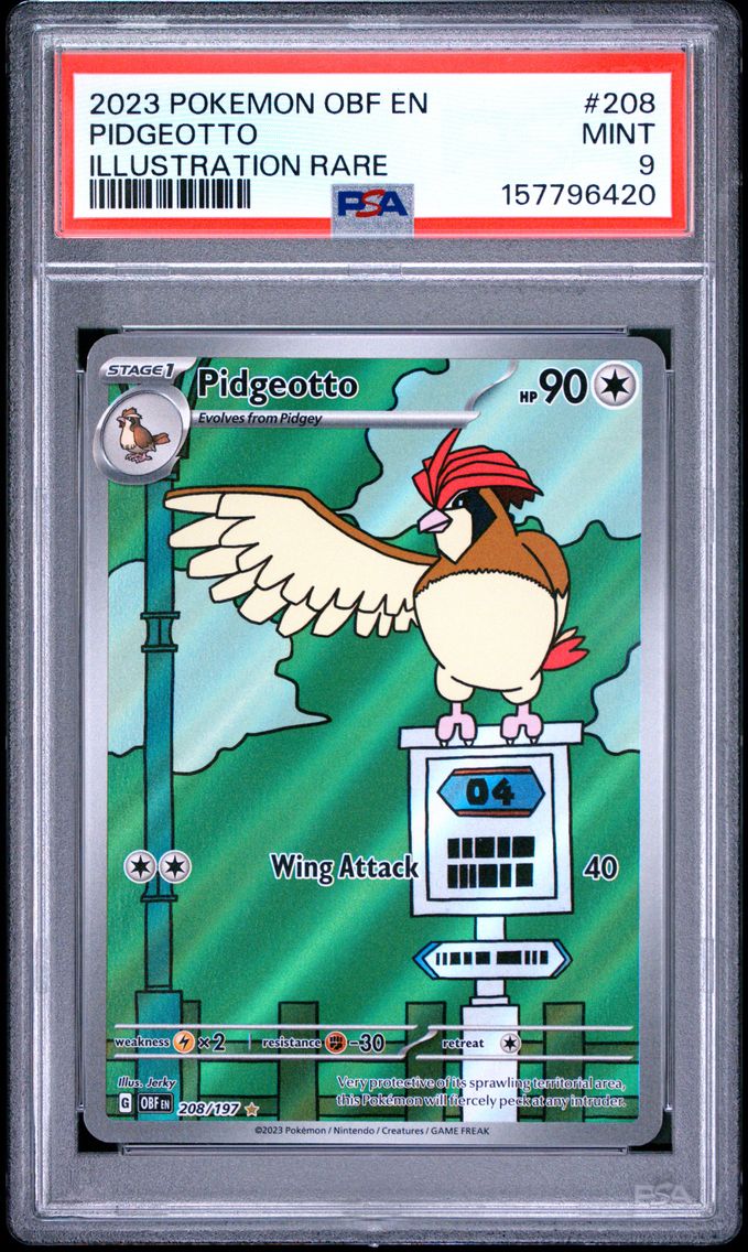2023 #208 Pidgeotto PSA 9 Obf EN-Obsidian Flames