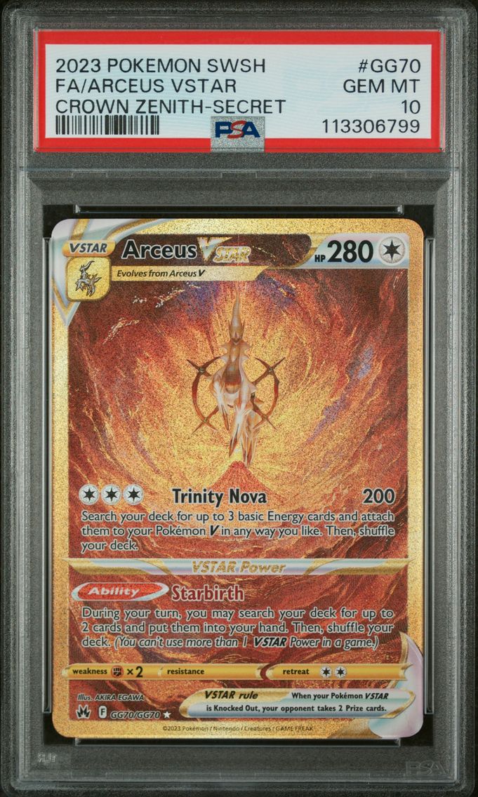 2023 #GG70 Full Art/Arceus Vstar PSA 10 Sword and Shield Crown Zenith Pokemon