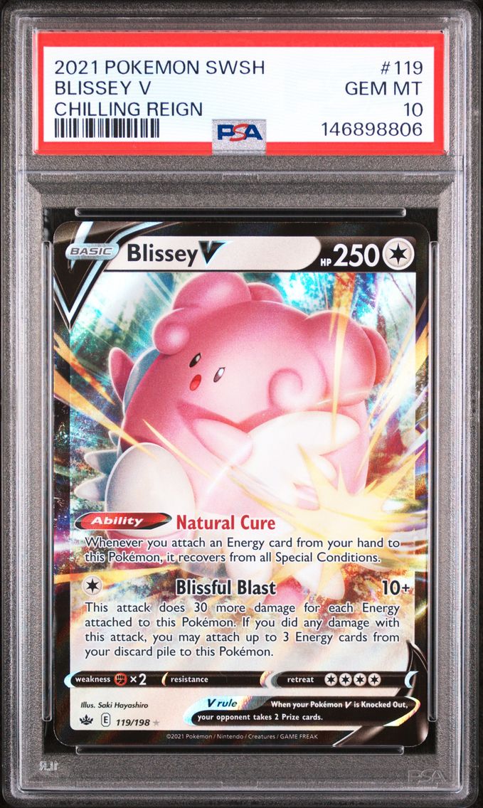 2021 #119 Blissey V PSA 10 Sword & Shield Chilling Reign