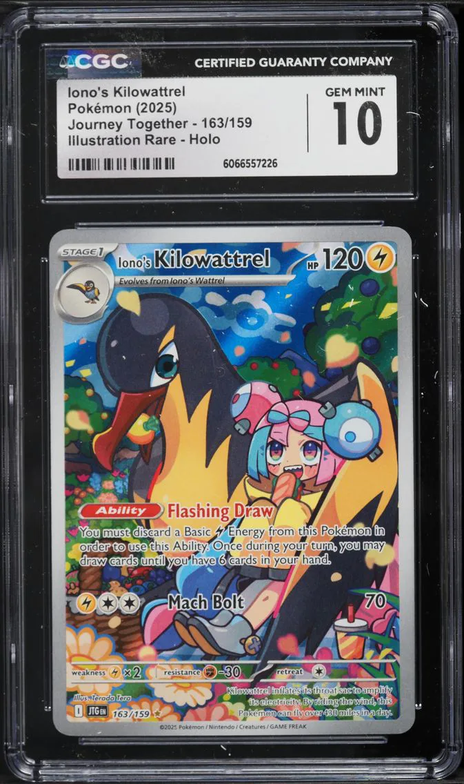2025 #163 Iono's Kilowattrel CGC 10 Jtg EN-Journey Together Pokemon