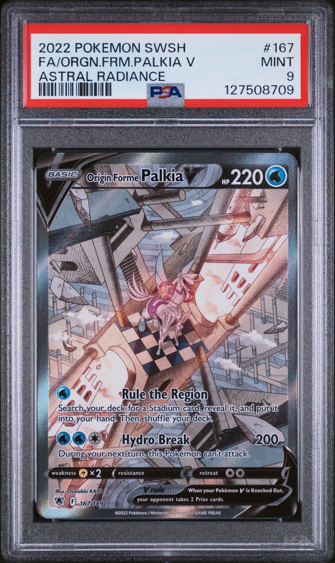 2022 #167 Full Art/Origin Forme Palkia V PSA 9 Sword & Shield Astral Radiance Pokemon