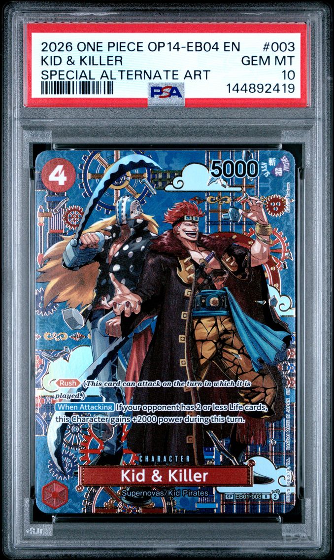 2026 #003 Kid & Killer PSA 10 One Piece OP14-EB04-the Azure Sea's Seven