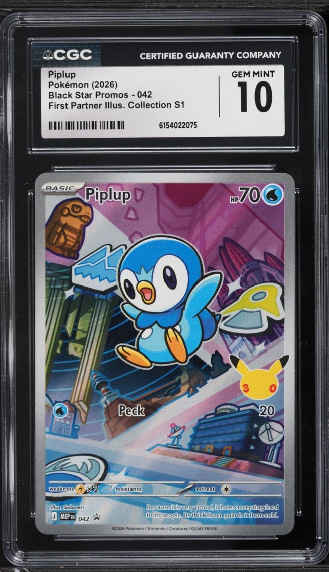 2026 Pokemon Mega Evolution Promo First Partner Illustration S1 Full Art Piplup #42 CGC 10 GEM