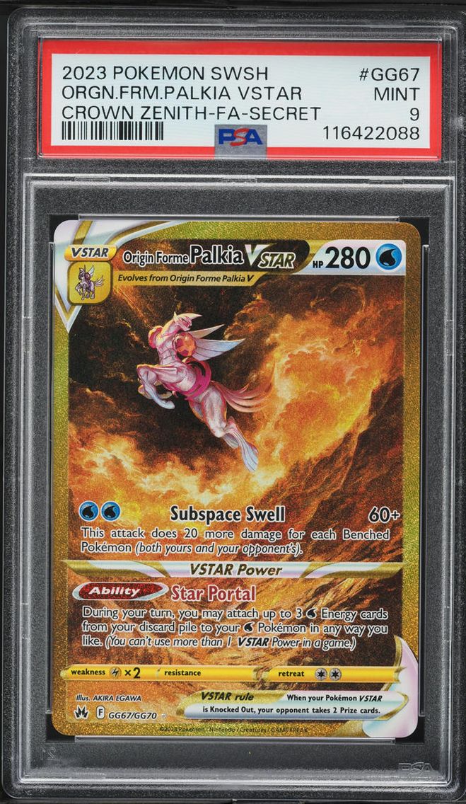 2023 Pokemon Sword & Shield Crown Zenith Gold Rare Origin Forme Palkia VSTAR #GG67 PSA 9 MINT