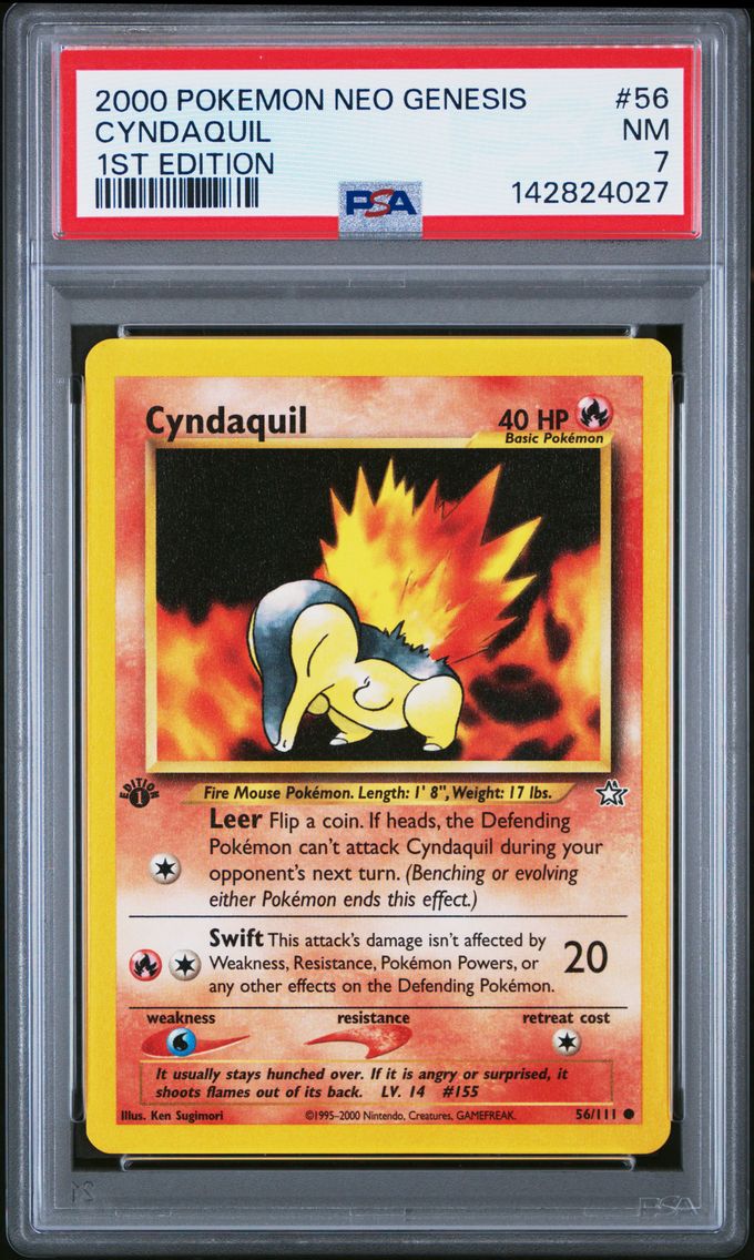2000 #56 Cyndaquil PSA 7 Neo Genesis 1st Edition