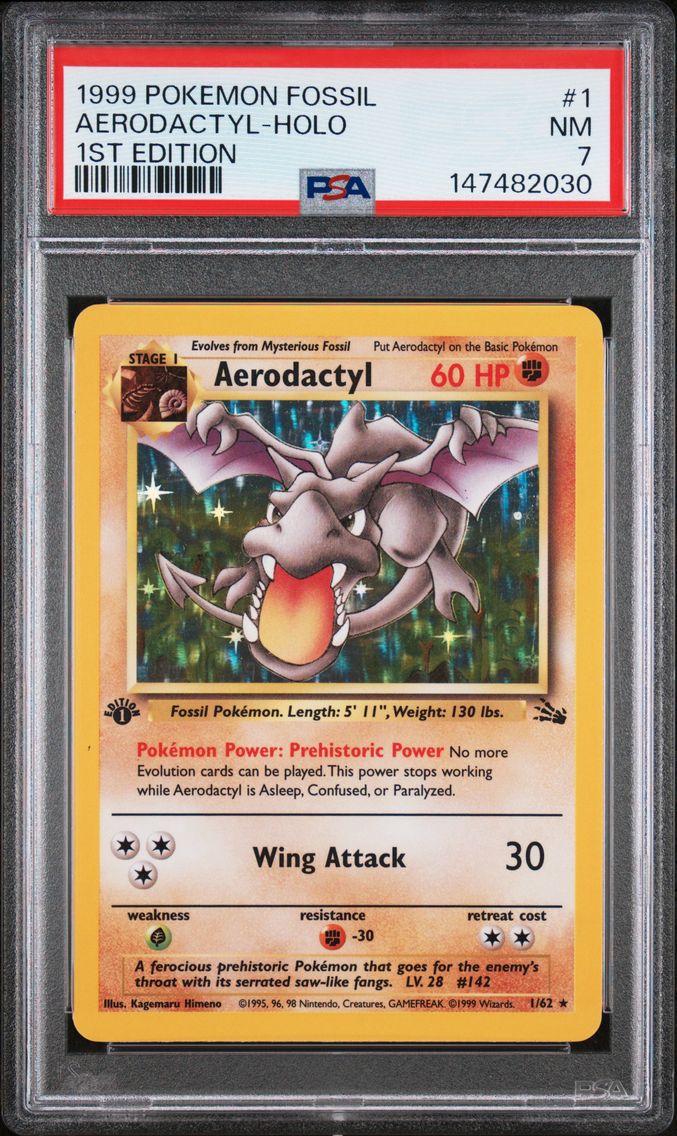 1999 #1 Aerodactyl-Holo 1st Edition PSA 7 Fossil Pokemon