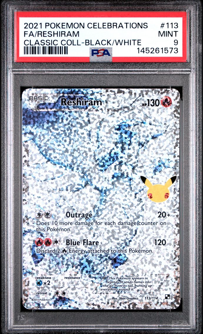 2021 #113 Full Art/Reshiram PSA 9 Celebrations Classic Collection