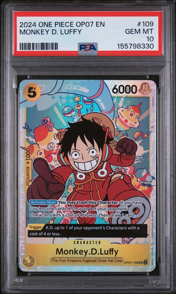 2024 #109 Monkey D. Luffy PSA 10 One Piece OP07-500 Years in the Future