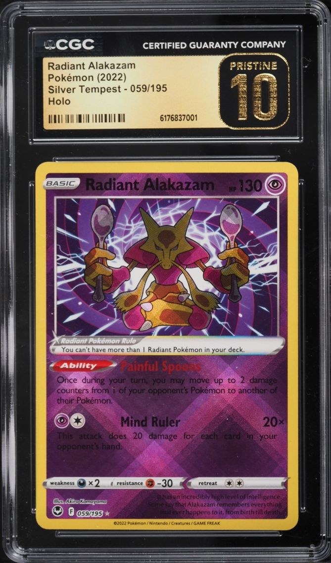 2022 Pokemon Sword & Shield Silver Tempest Holo Radiant Alakazam #59 CGC 10 PRISTINE