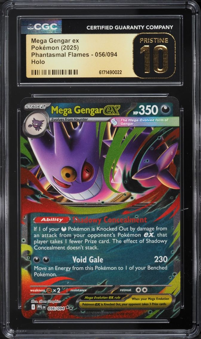 2025 Pokemon Mega Evolution Phantasmal Flames Holo Mega Gengar ex #56 CGC 10 PRISTINE