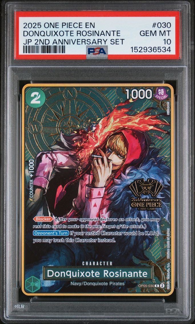 2025 #030 Donquixote Rosinante PSA 10 One Piece Japanese 2nd Anniversary Set