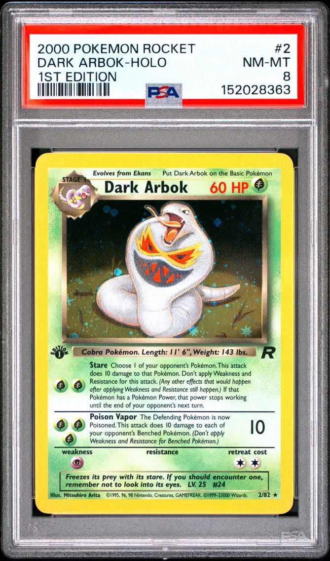 2000 #2 Dark Arbok-Holo 1st Edition PSA 8 Rocket