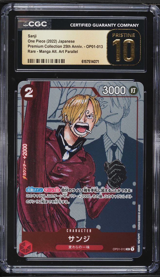 2022 #OP01-013 Manga Art Sanji CGC 10 PRISTINE Premium 25th Anniversary One Piece