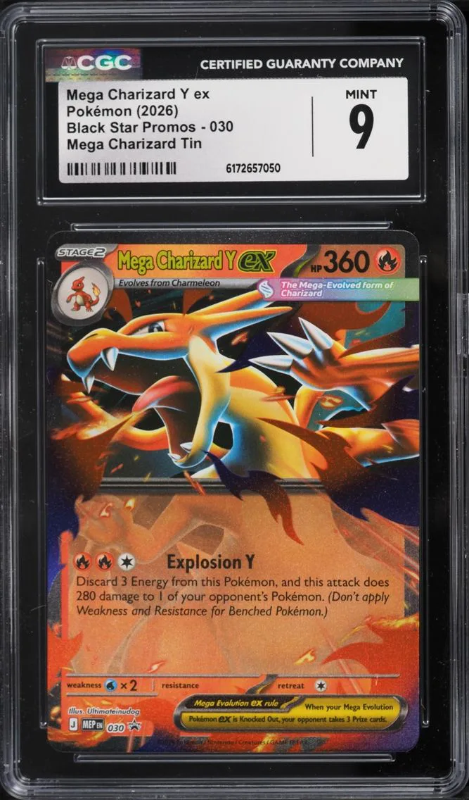 2026 Pokemon Mega Evolution Black Star Promo Tin Mega Charizard Y Ex #30 CGC 9 MINT