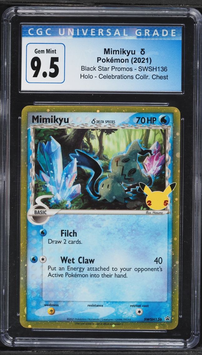 2021 Pokemon Sword & Shield Promo Celebrations Holo Mimikyu #SWSH136 CGC 9.5 GEM MINT