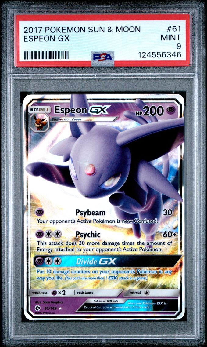 2017 #61 Espeon GX PSA 9 Sun & Moon Pokemon
