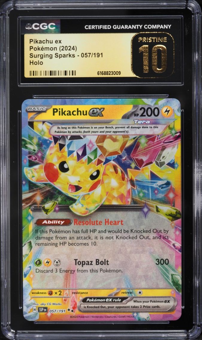 2024 Pokemon Scarlet & Violet Surging Sparks Holo Pikachu EX #57 CGC 10 PRISTINE