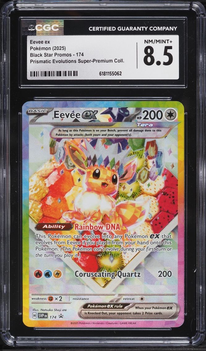2025 Pokemon Scarlet & Violet Promo Prismatic Evolutions Premium Holo Eevee EX #174 CGC 8.5