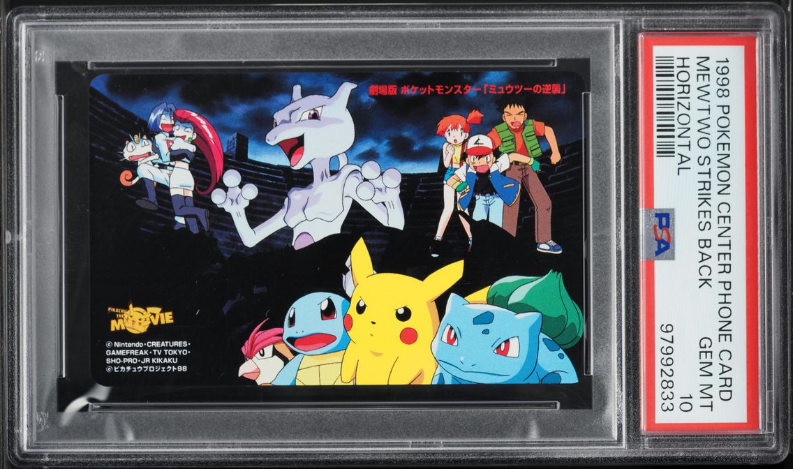 1998 #NA Mewtwo Strikes Back PSA 10 Center Phone Card Pokemon