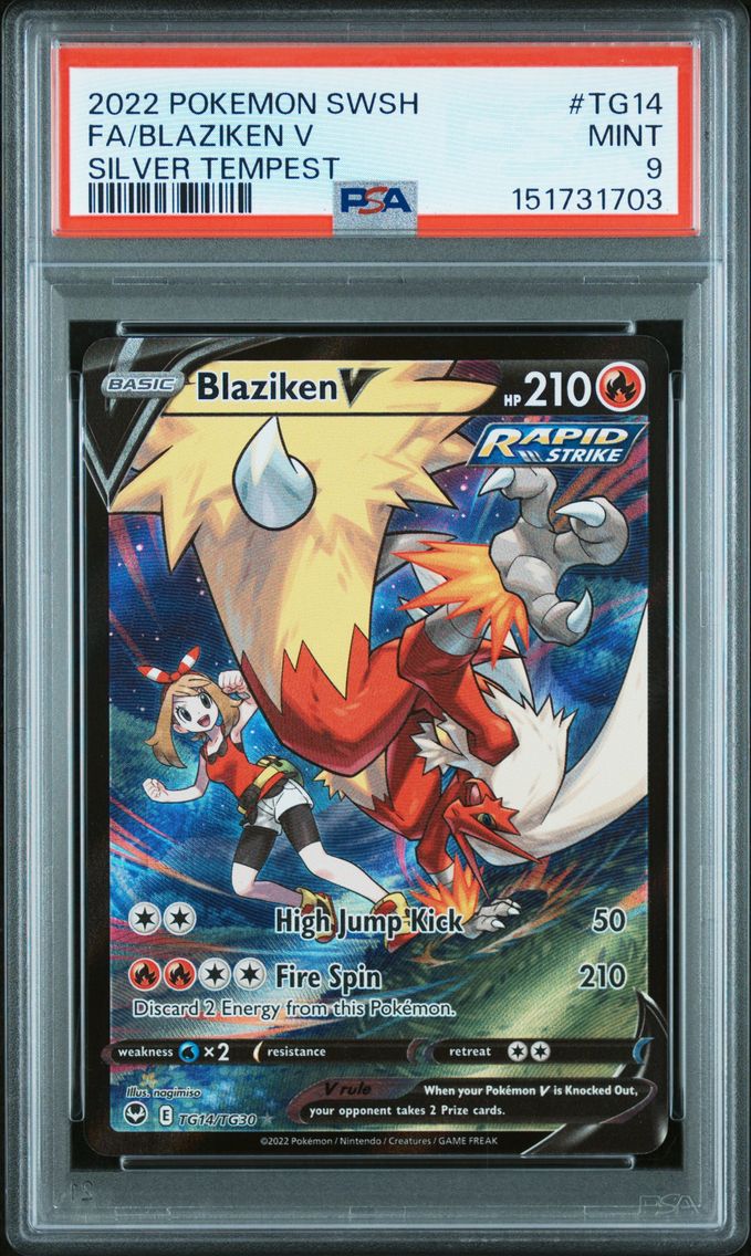 2022 #TG14 Full Art/Blaziken V PSA 9 Base Pokemon Sword & Shield Silver Tempest Pokemon