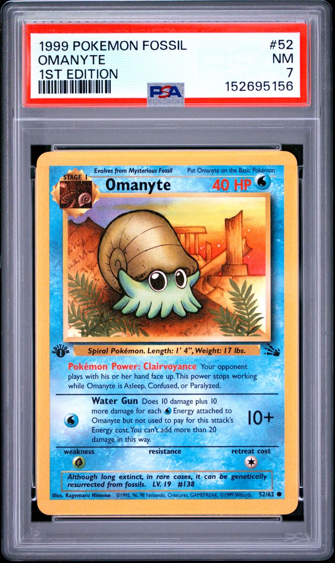 1999 #52 Omanyte 1st Edition PSA 7 Fossil