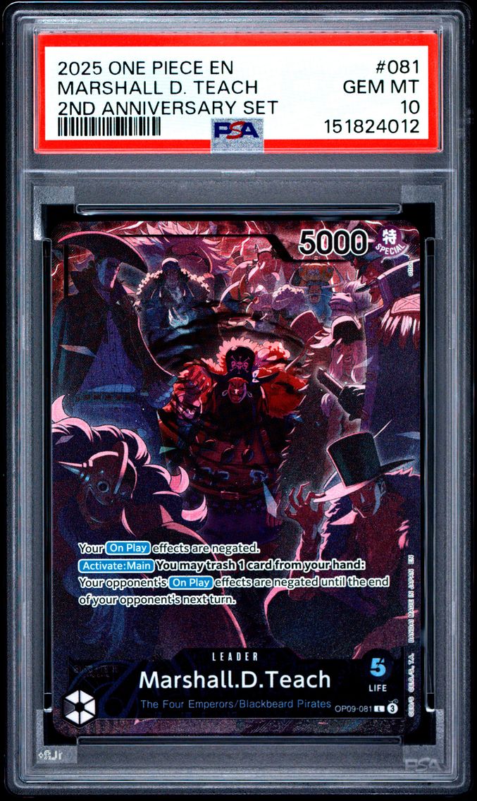 2025 #081 Marshall D. Teach PSA 10 One Piece English Version 2nd Anniversary Set