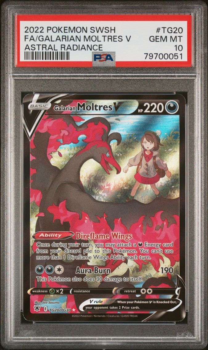 2022 #TG20 Full Art/Galarian Moltres V PSA 10 Sword & Shield Astral Radiance