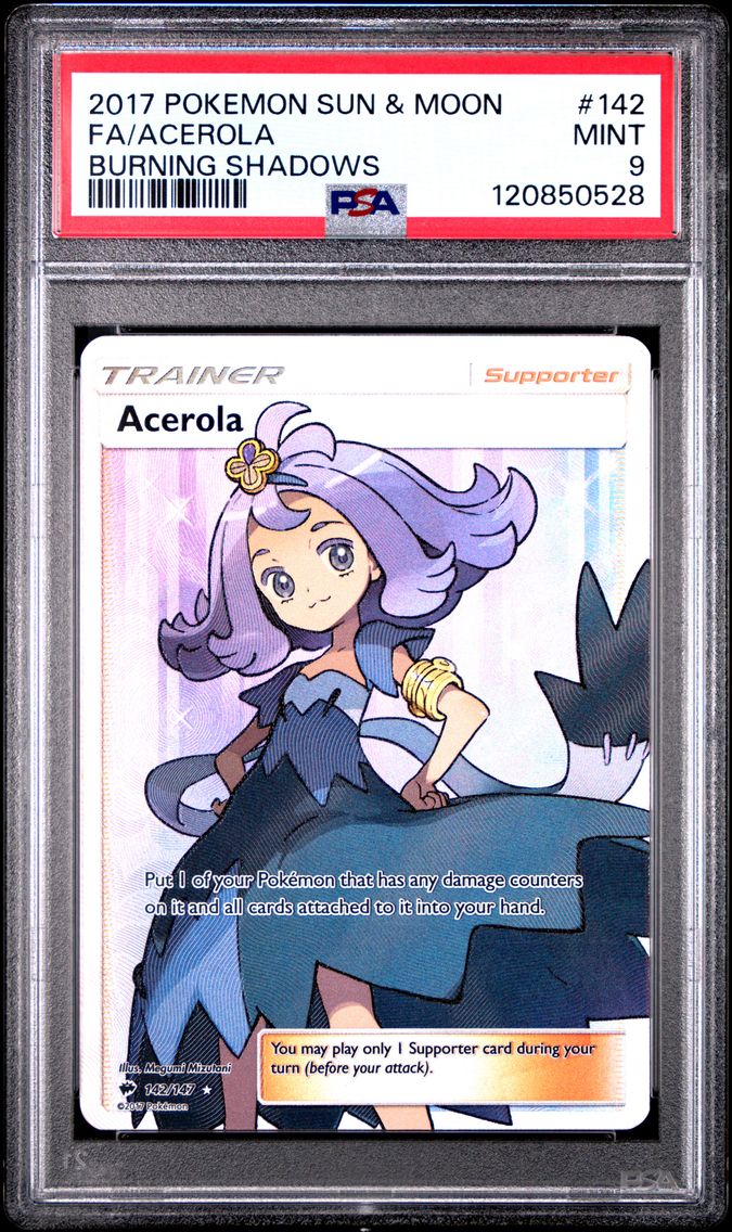 2017 #142 Full Art/Acerola PSA 9 Sun & Moon Burning Shadows Pokemon