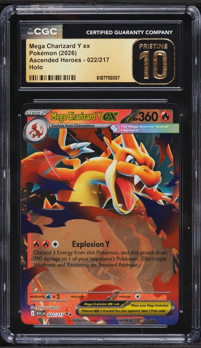 2026 #22 Mega Charizard Y EX CGC 10 Pokemon Mega Evolution Ascended Heroes Holo