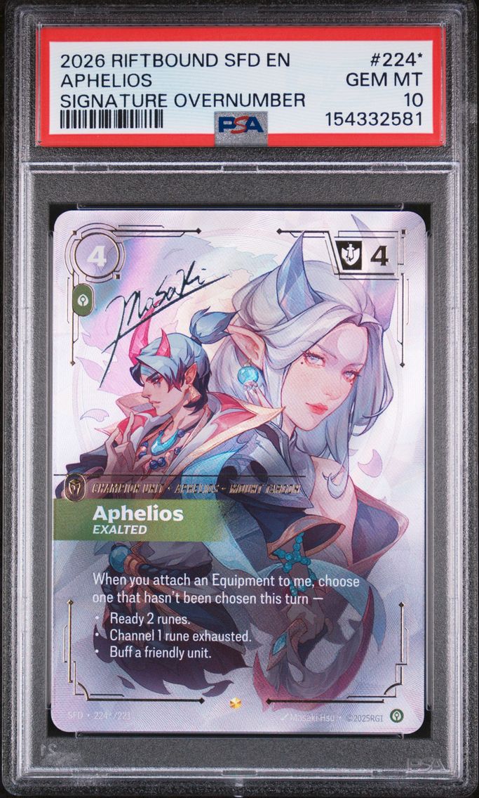 2026 #224* Aphelios - Exalted PSA 10 Riftbound: League of Legends Sfd-Spiritforged