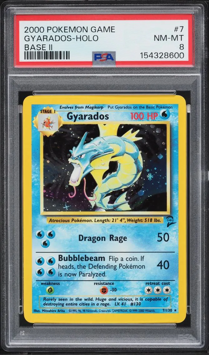2000 Pokemon Base Set 2 Holo Gyarados #7 PSA 8 NM-MT