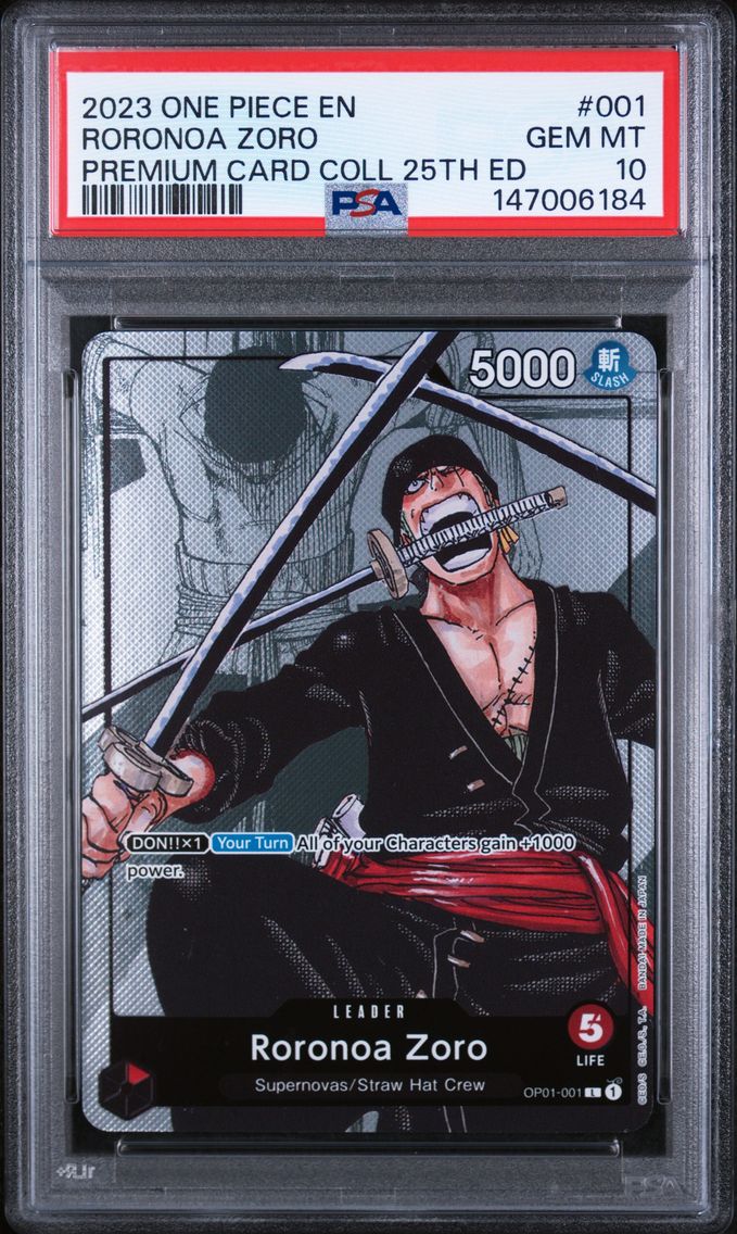 2023 #001 Roronoa Zoro PSA 10 One Piece Premium Card Collection 25th Edition