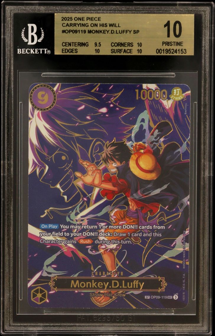 2025 #OP09119 Monkey.D.Luffy SP BGS 10 One Piece Card Game Carrying on His Will