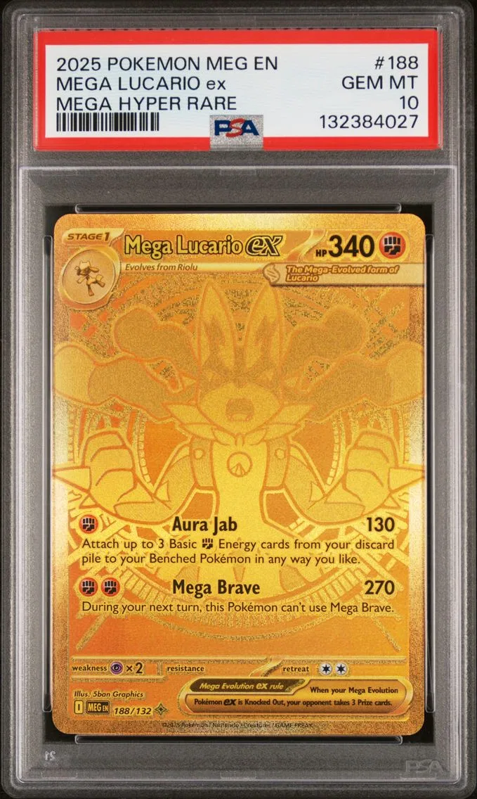 2025 #188 Mega Lucario EX PSA 10 Meg EN-Mega Evolution