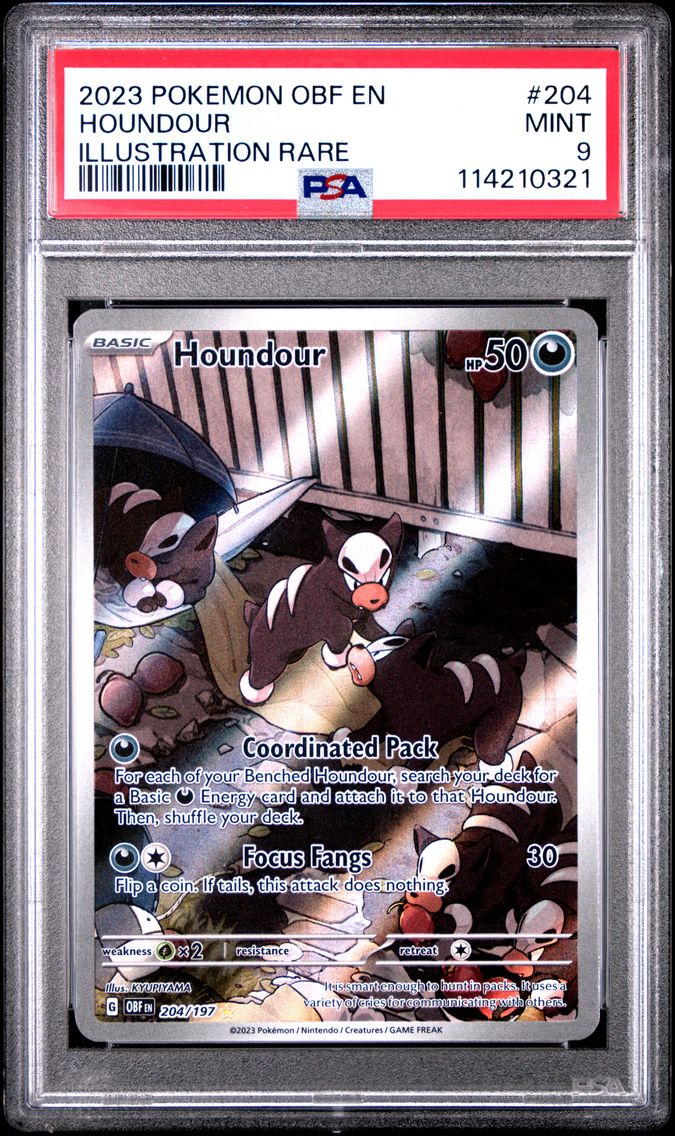 2023 #204 Houndour PSA 9 Obf EN-Obsidian Flames