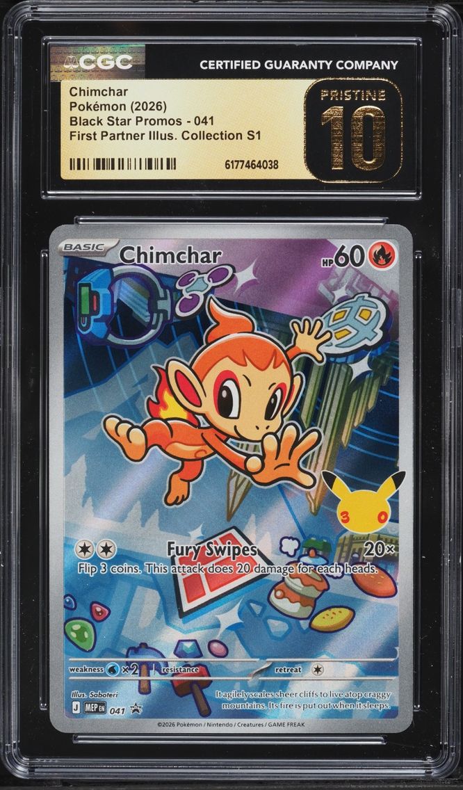 2026 Pokemon Mega Evolution Promo First Partner S1 Full Art Chimchar #41 CGC 10 PRISTINE