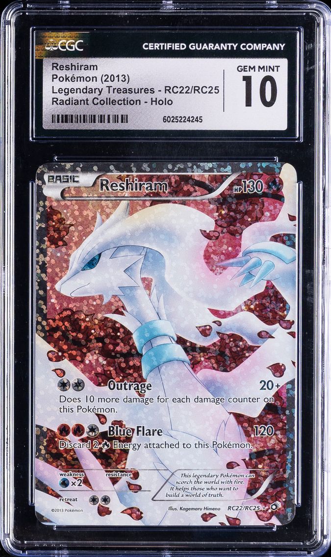 2013 #RC22 Full Art/Reshiram CGC 10 Black & White Legendary Treasures Radiant Collection Pokemon