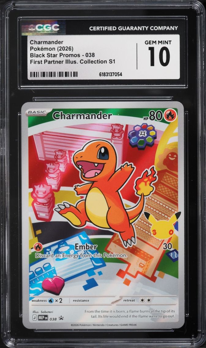 2026 Pokemon Mega Promo First Partner Illustration S1 Full Art Charmander #38 CGC 10 GEM MINT