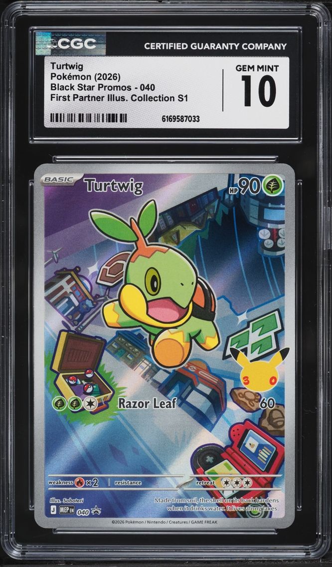 2026 Pokemon Mega Evolution Promo First Partner Illustration Full Art Turtwig #40 CGC 10 GEM