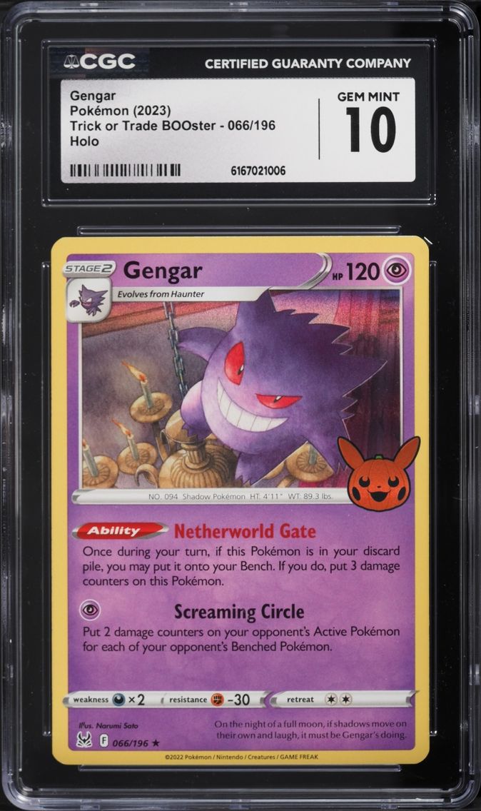 2023 Pokemon Sword & Shield Lost Origin Trick Or Trade Holo Gengar #66 CGC 10 GEM MINT