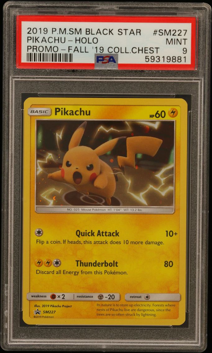 2019 #SM227 Pikachu-Holo PSA 9 SM Black Star Promo