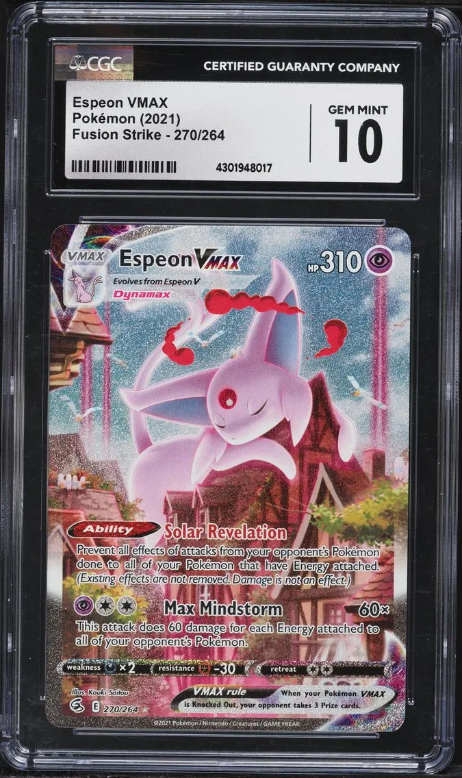 2021 #270 Full Art/Espeon Vmax CGC 10 Sword & Shield Fusion Strike Pokemon