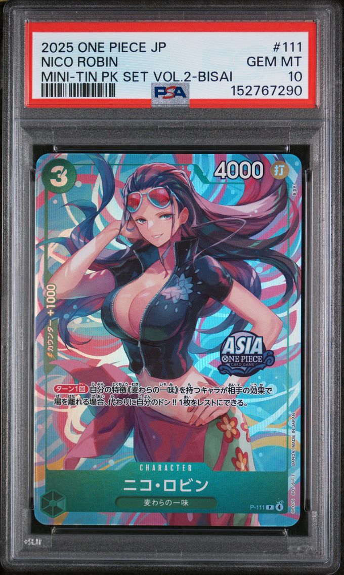 2025 #111 Nico Robin PSA 10 Bisai One Piece Japanese Mini-Tin Pack Set Vol.2 One Piece