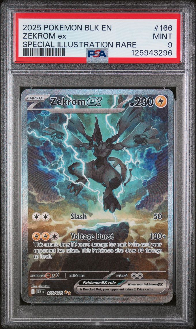 2025 #166 Zekrom EX PSA 9 Blk EN-Black Bolt