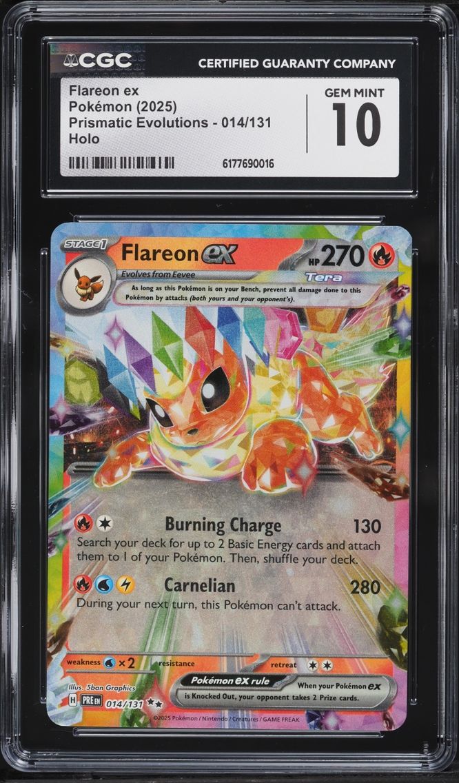 2025 #14 Flareon ex CGC 10 Pokemon Scarlet & Violet Prismatic Evolutions Holo